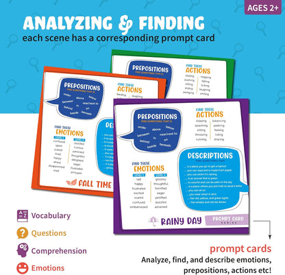 Picture Book and Emotion Cards, Picture Story Cards, Social Emotional Learning Activities, Autism Homeschooling, Educational Busy Book, Speech Therapy Materials (WH Question Flipbook)