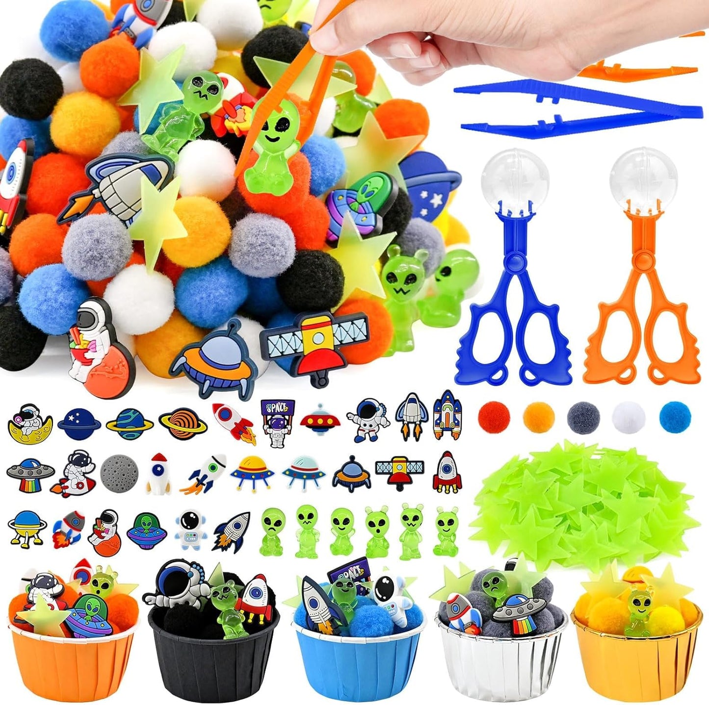 270 Pcs Numbers and Letters Sensory Bin Items Back to School Counting Sorting Sensory Bin Filler Fine Motor Numbers and Letters Geometric Figure Counts for Easter Spring Summer Sorting