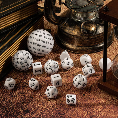 15 Pieces Complete Polyhedral DND Dice Set D3-D100 Spherical D&D Dice Set with Dragon Eye Dice Bag, D100 Dice for RPG Table Games(Black w/Purple Numbers)