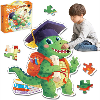 Snowman Floor Puzzle for Kids Age 4-8, 45PCS Jumbo Christmas Jigsaw Puzzle, Large 25.6" x 36.2" Winter Puzzle with Poster, for Kid Boy Girls