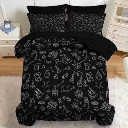 Nesker Comforter Set Twin Size, Science Lab School 5 Pcs Bedding for Kids and Adults, Medical University Chemistry Bed Sheet Sets with Fitted Sheet Pillowcase & Sham
