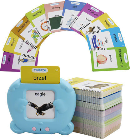 Spanish & English 510 Words Alphabet Bilingual Talking Flash Cards for 3-8 Years Toddlers, Pocket Speech Buddy Therapy Autism Toys, Educational Learning Interactive Toy for Boys Girls Kids Gifts Blue