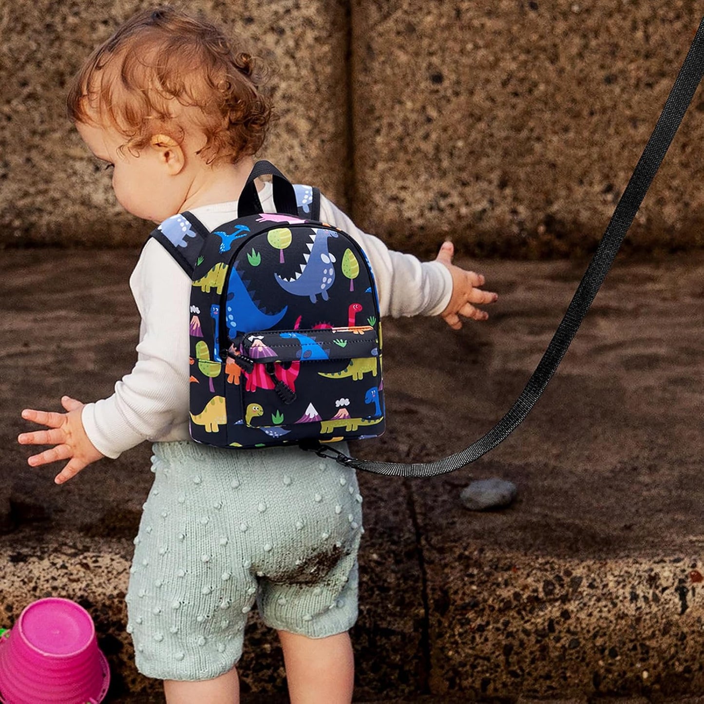 Accmor Toddler Backpack Leash with Anti Lost Wrist Link, Cute Mini Child Walking Harnesses Keep Kids Close Back Pack Rope Tether Rein for Baby Boys (Pink/Unicorn)