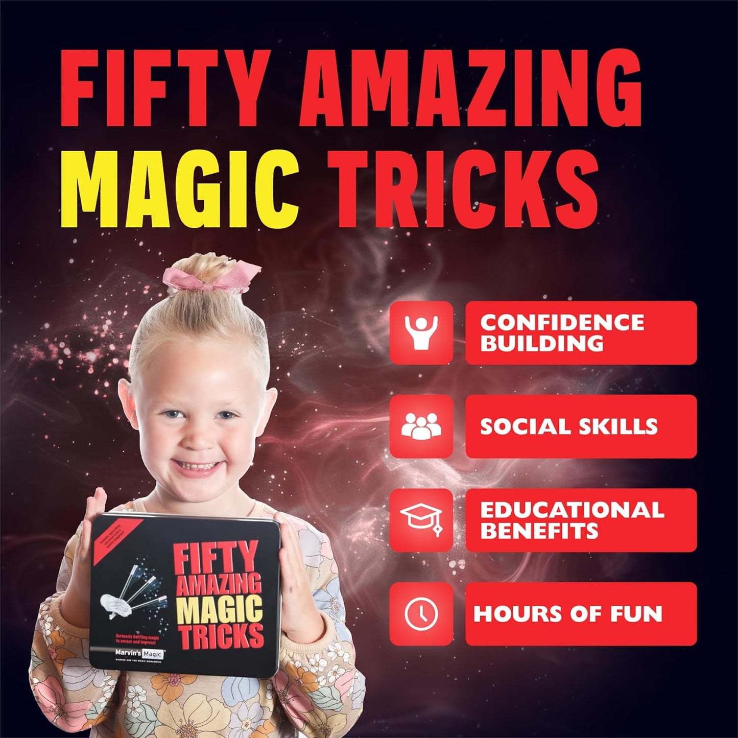 Marvin's Magic - Fifty Greatest Card Tricks Set - Children & Adults Magic Card Deck - Includes Card Illusions, Close up and Mind Reading Tricks - Comes in Gift Set Tin - Suitable for +8 - Cool Stuff