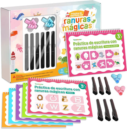 Large Magic Grooved Writing Practice for Kids 3-5, Grooved Writing Books Ages 6-8, Magic Book Handwriting Practice for Kids 5-7, Preschool Workbook Tracing Books for Boys & Girls