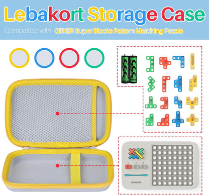 Lebakort Storage Case Compatible with GiiKER Super Blocks Pattern Matching Puzzle Original 1000+ Challenges Brain Teaser (Off White + Red Case)