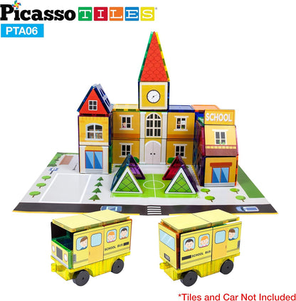 PicassoTiles Foldable Toy Storage Chest Box Forest Animal Theme Magnet Tile Organization Bin with Lid and Handles Magnetic Tiles Playroom Organizer STEM Early Educational Toys Boys Girls Ages 3+ PTA34