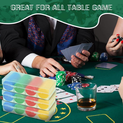 Lewtemi Set of 300 Opaque 1.45 Inch Plastic Poker Chips Plastic Learning Counting Counters Poker Chips Tokens with Storage Box for Adults Casino Card Play Learning Math(Blue, Red, Green, White)