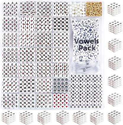 DoDoBeads 1270 Pcs Letter Beads Kit, White and Colorful Square Acrylic Alphabet Beads with Extra Vowels, Numbers & Spacers, Perfect for Friendship Bracelets