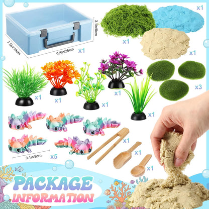 Jenaai Dinosaur Sensory Bin Dinosaur Excavation Archaeology Dig Kit Dino Skeletons Bones Puzzle Game Sandbox Storage with Lid Sand for DIY Making Kit Decoration Gifts Pretend Learning Construction