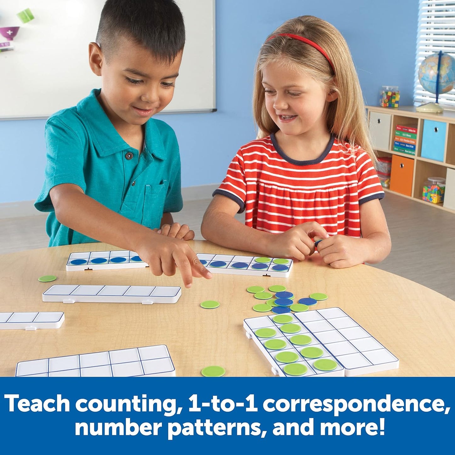 Learning Resources Rainbow Ten-Frames Classroom Set, 140 Pieces - Math Tools for Students Ages 5+, School Supplies and Teacher Resources, Classroom Supplies