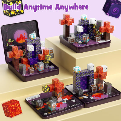 WMXDU Magnetic Blocks with Magnet Box-35PCS Magnet Cubes, Magnetic Tiles Kids Build Cubes Travel Game Toys, Road Trip ‌Sensory Toy Christmas Birthday Gifts for Boys & Girls Ages 3