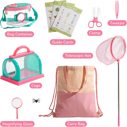 ROBOTIME Kids Explorer Kit, Outdoor Bug Catcher Kit for Kids with Magnifying Glass & Butterfly Net, Fun Bug Catching Kit for Backyard & Camping, Bug Catcher for Boys & Girls 3-12