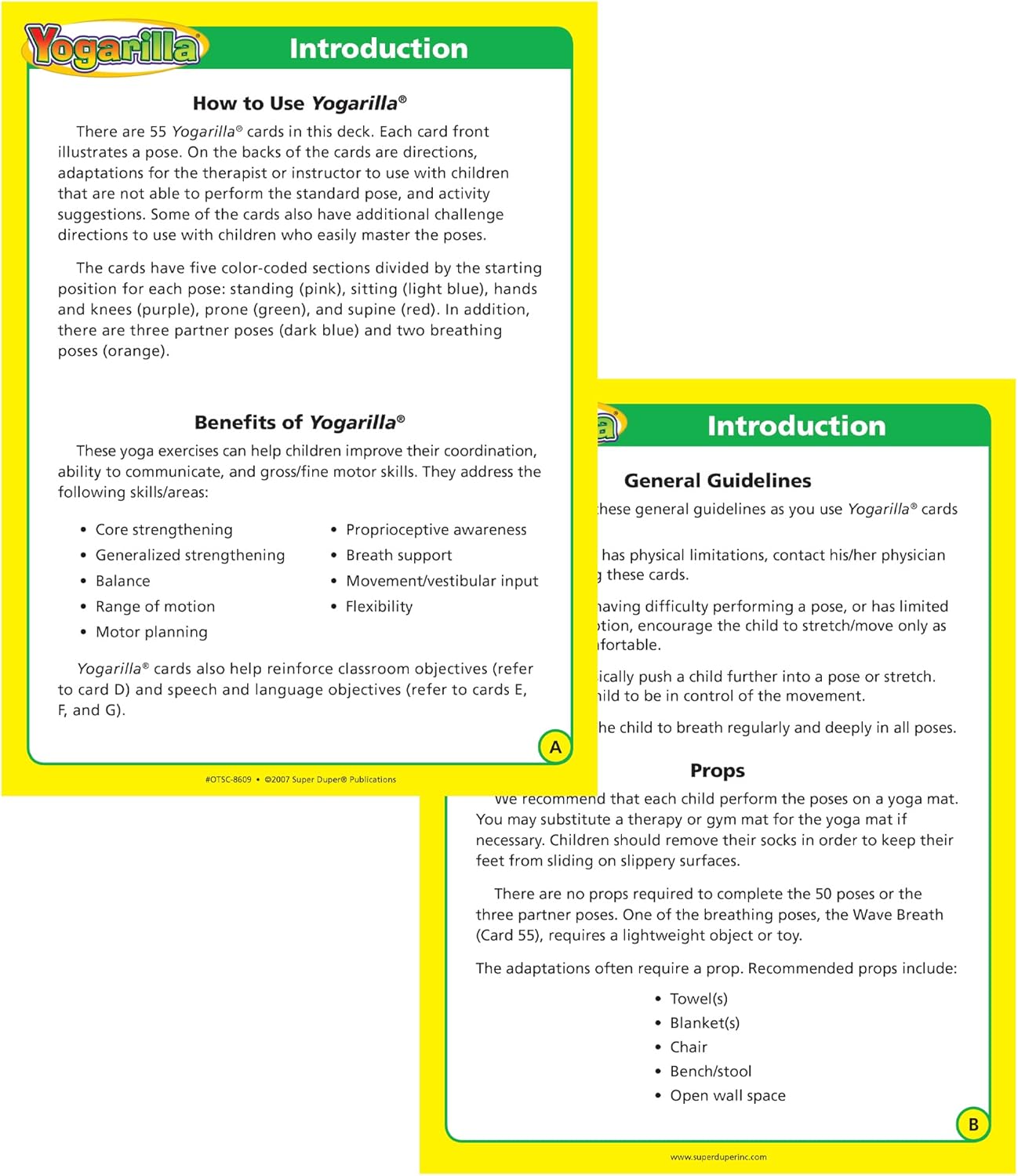 Super Duper Publications | Yogarilla® Exercise and Activities Yoga Fun Deck | Occupational Therapy Flash Cards | Core Strength and Balance Training | Educational Learning Resources or Children