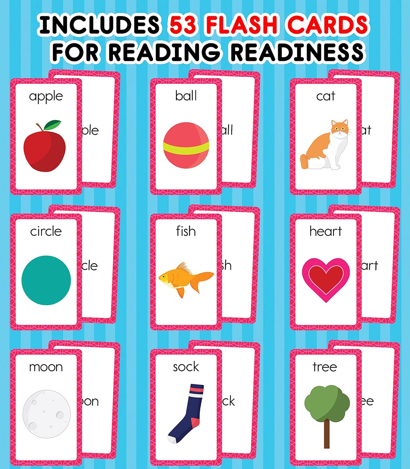 Carson Dellosa 54 Phonics Flash Cards, Sight Words Flashcards for Kids Ages 4 and Up, High Frequency Vocabulary Preschool and Kindergarten Learning Activities, Toddler Stocking Stuffers