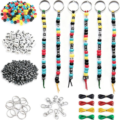 BIGCOMER 578Pcs DIY Bead Keychain Making Kit – Alphabet Letter Beads & Key Rings Set – Custom Backpack Charms, Phone Straps & Arts Crafts Gifts for Kids & Adults