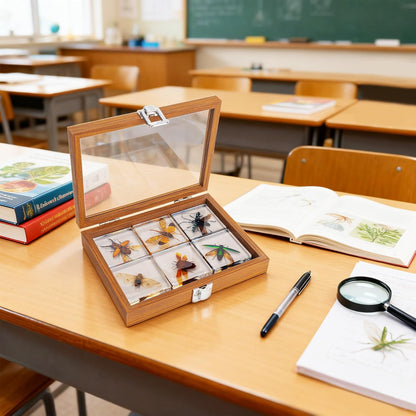 Insect Specimen Set, Bugs Collection Scientific Education Gift for Kids Aged 3-8-12 (Millipede, Centipede, Dragonfly Larvae, Tea Seed Bug, Red Longhorn Beetle, Spiny Spider)