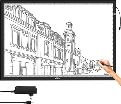 B4 LED Light Pad - Upgraded Diamond Art Light Box Dimmable Tracing Light Board, Sketching, Animation, Drawing Light Box with 4 Fasten Clips