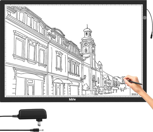 B4 LED Light Pad - Upgraded Diamond Art Light Box Dimmable Tracing Light Board, Sketching, Animation, Drawing Light Box with 4 Fasten Clips