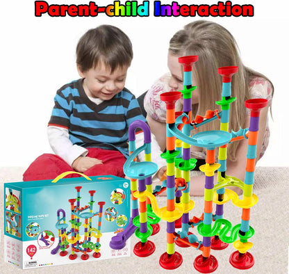 50 PCS Marble Toy Premium Set,STEM Educational Building Block Toy,Marble Track Race Set with 15 Glass Marbles for Boys & Girls,Construction Building Blocks Toys for Kids