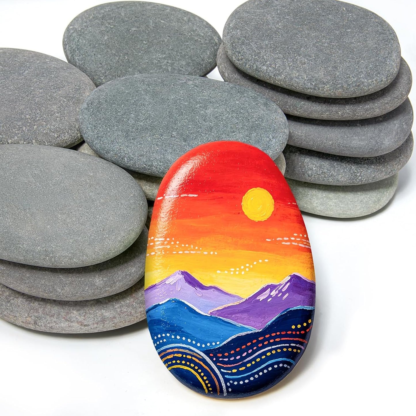 Simetufy Large Rocks for Painting 40 PCS 3.3-4.5Inch River Rocks for Painting, Rock Painting for Kids, Smooth and Flat Painting Rocks for DIY & Arts
