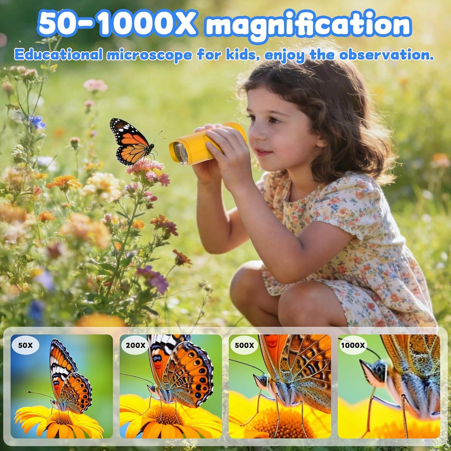1000X Handheld Microscope for Kids: Pocket Digital Microscope with 1080P&2.0''IPS Screen&Photo/Video - Portable Edu Science Kits for Girls Boys - STEM Toys Birthday Gifts Ages 3-6 6-12(Orange)