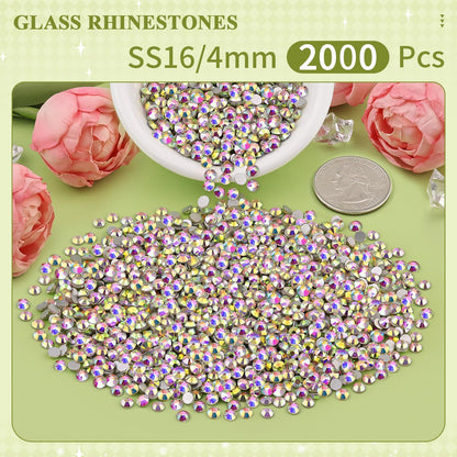 5000PCS SS6/2mm Glass Crystal Rhinestones (Clear), Bedazzling Flatback Rhinestones for Crafting DIY Crafts Nail Art Makeup Decoration, Gems Diamond Charms for Tumbler Shoes Clothing Mug