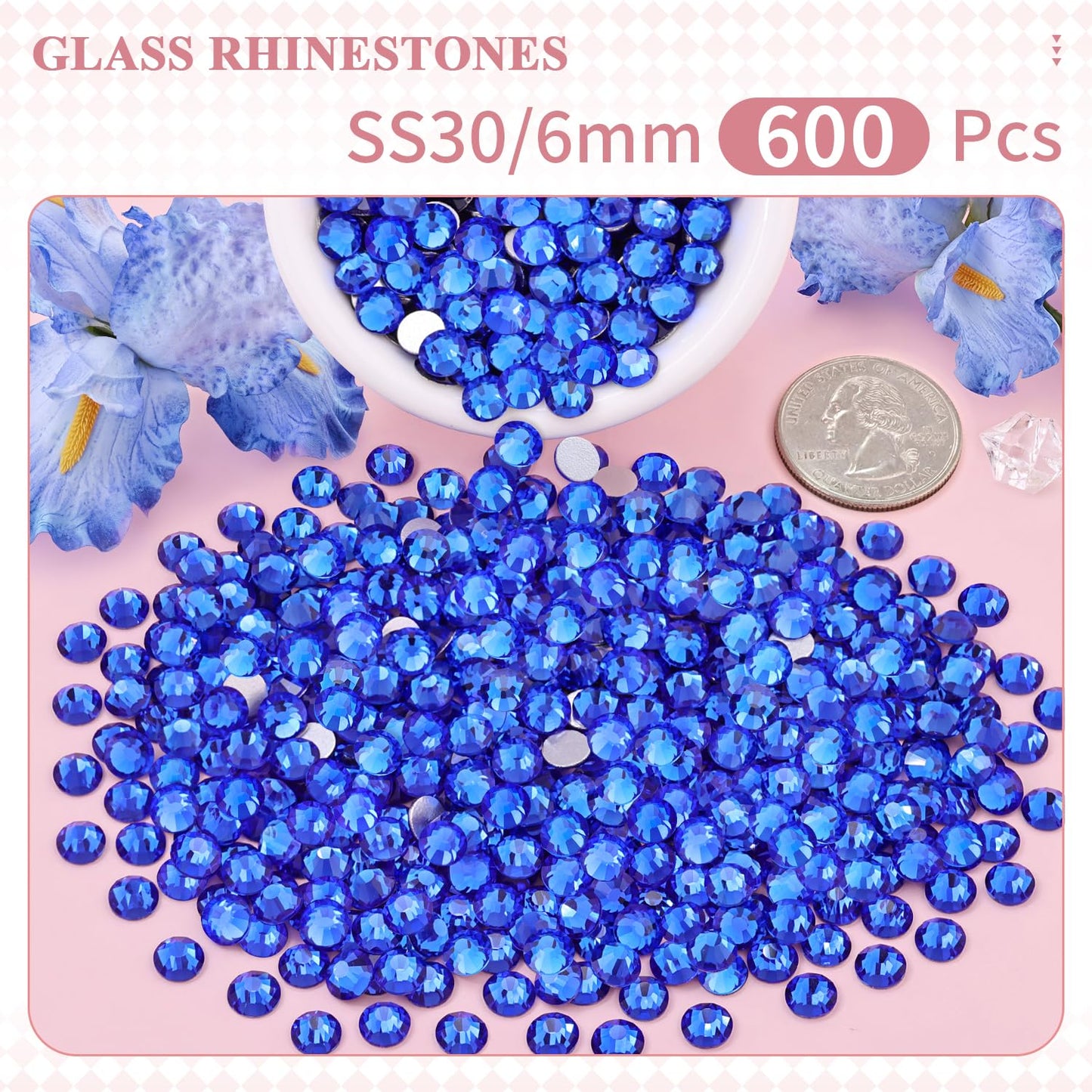 5000PCS SS6/2mm Glass Crystal Rhinestones (Clear), Bedazzling Flatback Rhinestones for Crafting DIY Crafts Nail Art Makeup Decoration, Gems Diamond Charms for Tumbler Shoes Clothing Mug