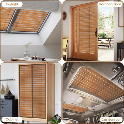 DKTIE Wooden Blinds Pattern Decorative Window Privacy Film, Sun Blocking Heat Control, Static Cling No Glue, with Installation Tools, Stained Glass Window Film (S531, 17.7" x 78.7")