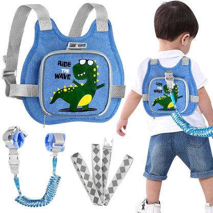 Accmor Toddler Harness Leash + Reflective Anti Lost Wrist Link, Cute Car Kids Back Pack with Hand Strap Collapsible Child Walking Restraint Belt Tether Hold Baby Boys Close for Outdoor Travel
