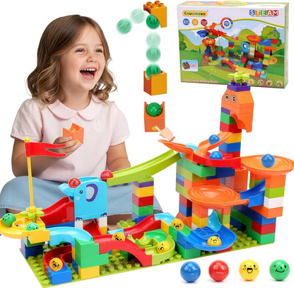 Marble Run Building Blocks for Kid: 3 4 5 6 8 Year Old Montessori Education Preschool STEM Toy - Age 4-8 Kids Creative Puzzle Marbles Track - Christmas Birthday Gifts for Boys Girls