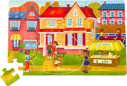 Upbounders® 48 Piece Jumbo Floor Puzzle for Kids | Barbershop Beginner Puzzle | Pretend Play & Learning Toy for Boys Girls Ages 4 5 6 | Black Brown Boy at The Barber (Multicultural)