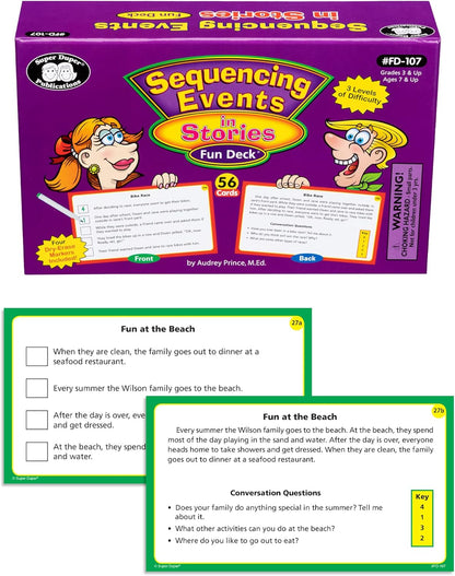 Super Duper Publications | Sequencing Events in Stories Fun Deck Flash Cards | Educational Learning Resource for Children