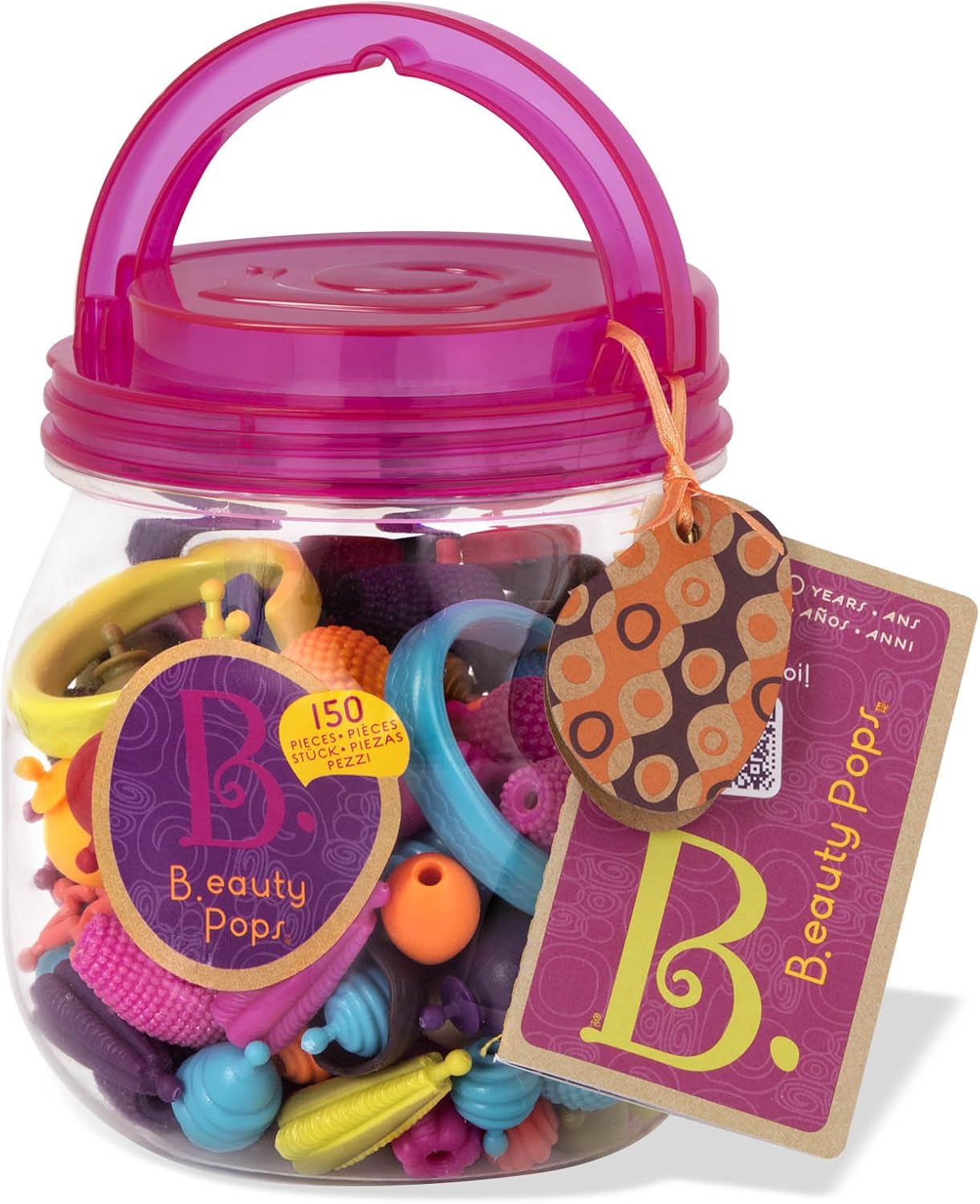B. toys – Pop Arty! 150 Pieces – Jewlery Making Kit – Creative Pop Snap Bead Set for Kids – DIY Craft Jewelry Making Kit – Necklaces, Rings, Bracelets – 4+ Years