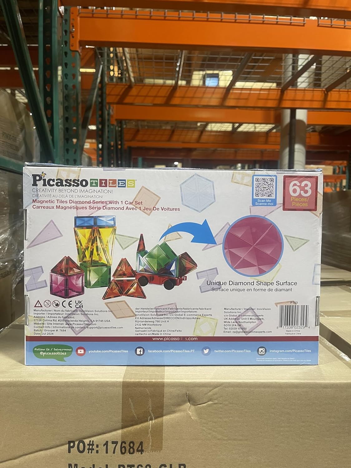 PicassoTiles 4pcs Magnetic Building Block Large Square Shape Magnet Tiles Construction Toy STEM Learning Kit Educational Playset Playboard Pretend Play Stacking Blocks Child Brain Development PTE09