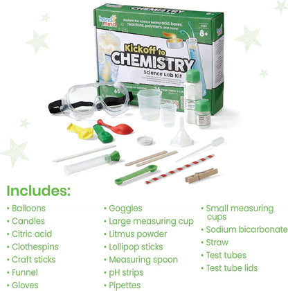 hand2mind Kickoff to Chemistry Science Lab Kit, Color Chemistry, DIY Lava Lamp Kit, Rock Candy Science, Grow Your Own Crystals, Explore Acids and Bases, STEM Kits for Kids, At Home Science Experiments