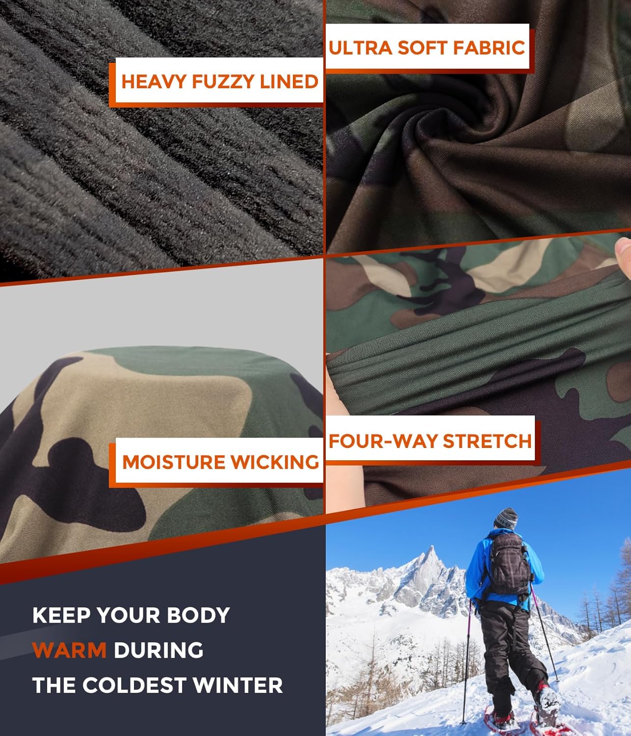 CL convallaria Thermal Underwear Long Johns Set Mens Winter Gift Hunting Gear Sport Base Layer Bottom Top - Colors A