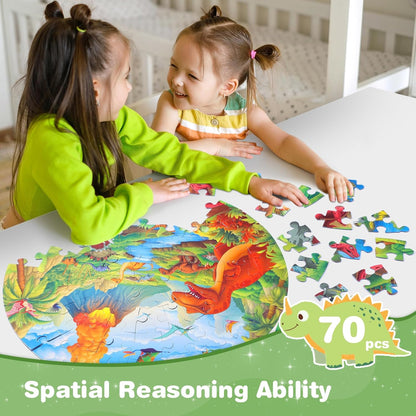 Civaner 70 Pieces Floor Puzzles Round Large Puzzles for Kids Ages 3-5 5-8 Jumbo Jigsaw Puzzle Educational Gifts for Toddlers Girls Boys Baby Shower Holiday Birthday(Unicorn)