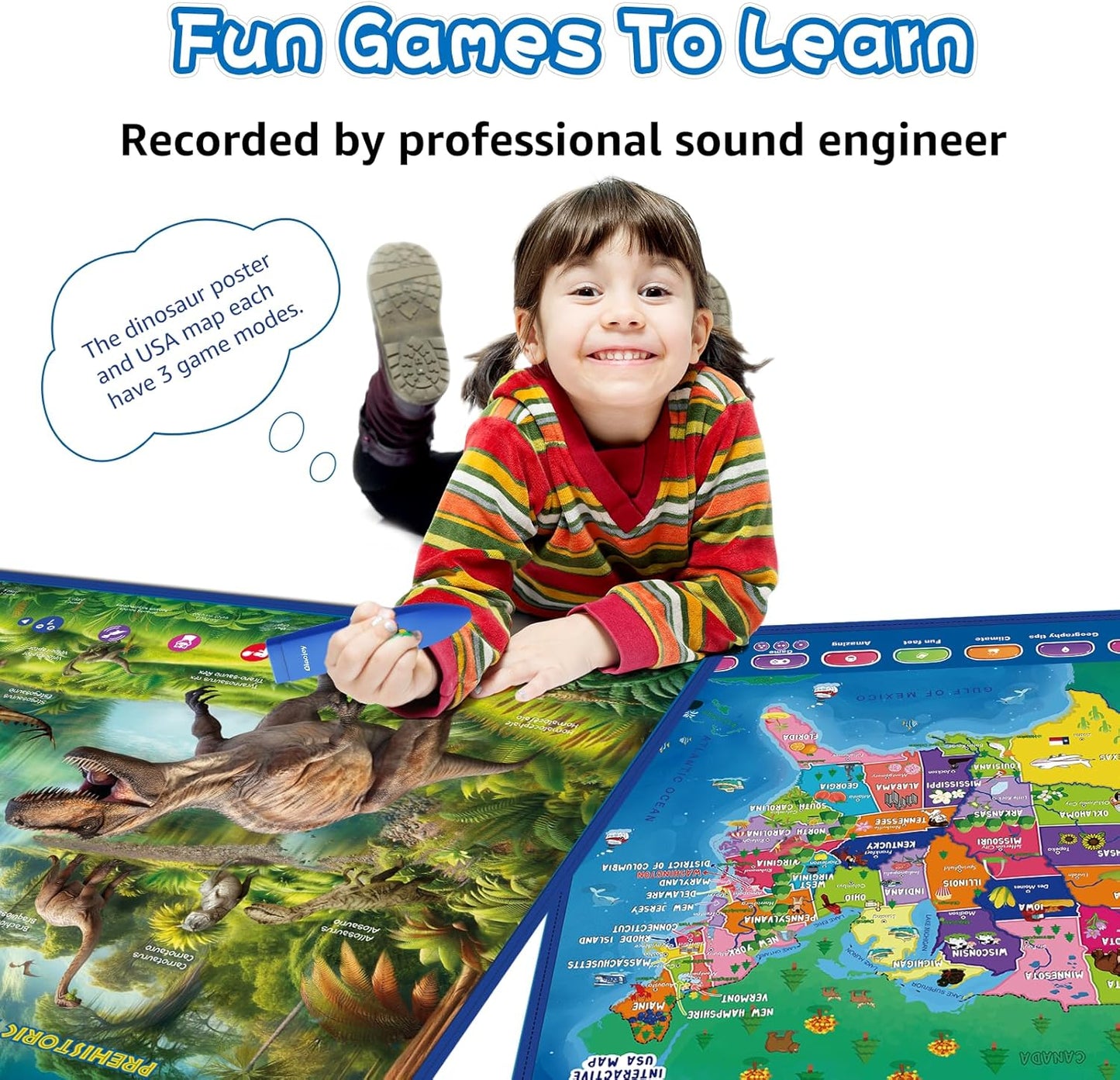 Bilingual Interactive Solar System Poster for Kids – Educational Talking Space Poster for Kids Aged 3-12, STEM Learning Toy, Ideal for Classroom & Home, Space-Themed Wall Decor