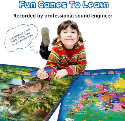 Bilingual Interactive Solar System Poster for Kids – Educational Talking Space Poster for Kids Aged 3-12, STEM Learning Toy, Ideal for Classroom & Home, Space-Themed Wall Decor