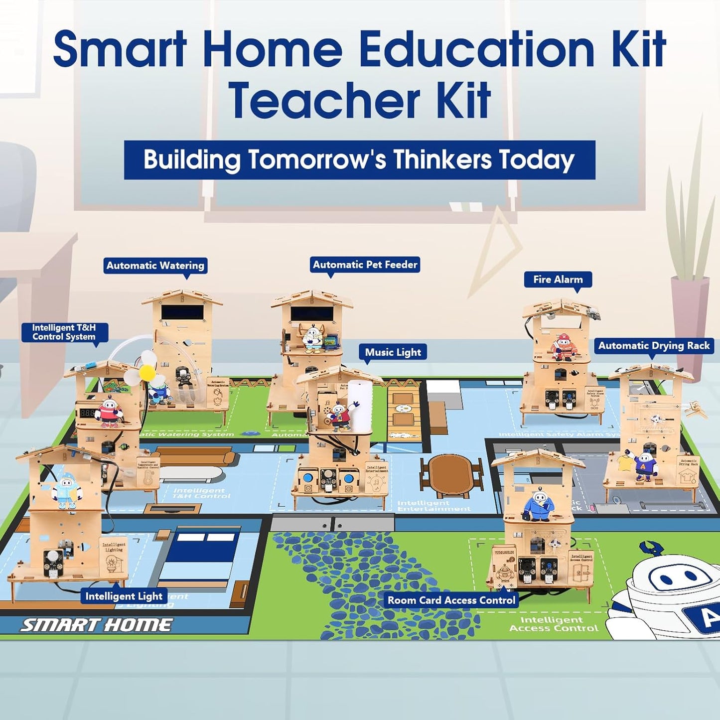 ACEBOTT 5-in-1 ESP32 STEM Smart Home and School Education Kit Compatible with Arduino, STEM Robotics Science Kits for Students Age 12+, Engineering Projects STEAM Activities Gifts 12-16 Year Old
