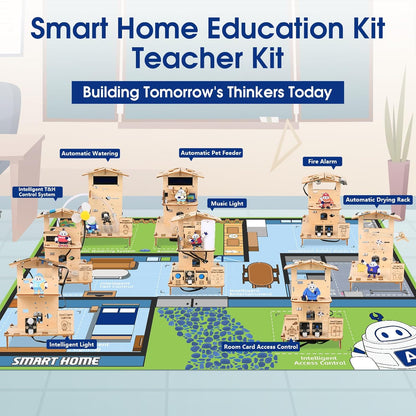 ACEBOTT 5-in-1 ESP32 STEM Smart Home and School Education Kit Compatible with Arduino, STEM Robotics Science Kits for Students Age 12+, Engineering Projects STEAM Activities Gifts 12-16 Year Old