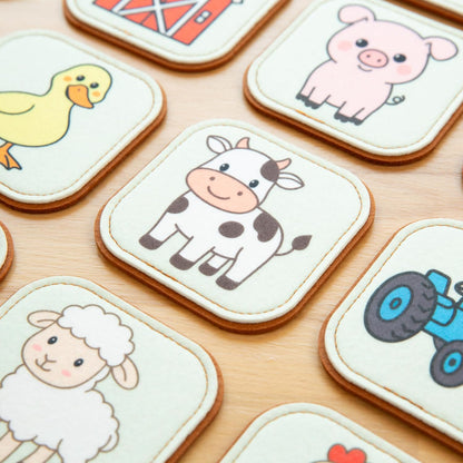 Felt Matching Game for Ages 2–4 – Soft and Safe for Ages 1+ – Montessori Memory Game – Sensory Flash Cards – Best Educational Gift for Ages 1–3 - Woodland Animal Theme