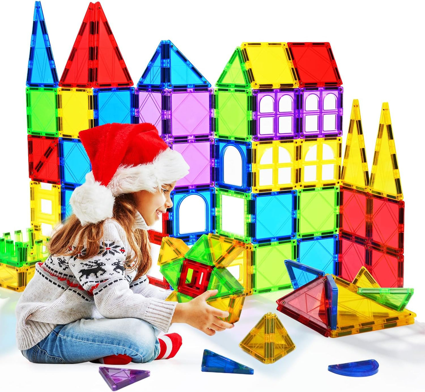 MAGBLOCK Magnetic Tiles Toys for Kids Magnet Building Tiles 100 Pcs Magnetic Blocks Preschool Building Sets Educational Toys for Toddlers Boys and Girls.