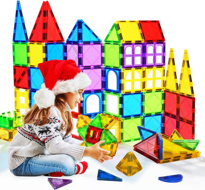 MAGBLOCK Magnetic Tiles Toys for Kids Magnet Building Tiles 100 Pcs Magnetic Blocks Preschool Building Sets Educational Toys for Toddlers Boys and Girls.