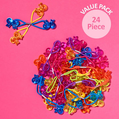 20pc Ponytailers Balls Elastics 18mm Round Opaque Multicolored Twin Beads Bauble Holders Toddler Kids Braiding Styling