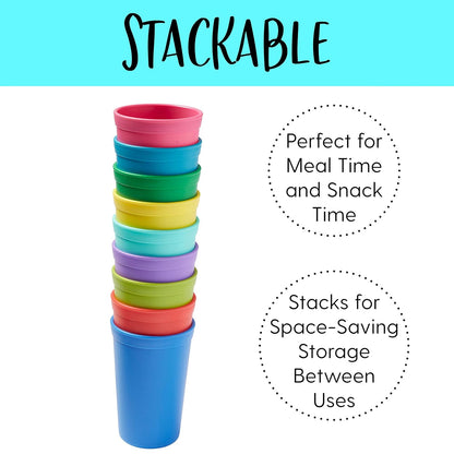 ECR4Kids My First Meal Pal Drinking Cups, Kids Plastic Tableware, Stackable And Dishwasher Safe, Stackable Tumblers For Baby, Toddler And Child Feeding, 3-Pack - Tropical