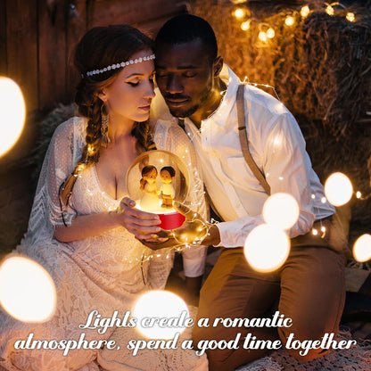 Irenare 2 Set Valentines DIY Snow Globes Set Warm Light Make Your Own Snow Globe with LED Light White Wooden Base Clear Plastic Globe Kit for Valentine Christmas Decor Gift