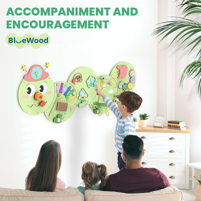 BlueWood Wooden Wall Busy Board Panels, Toddler Learning Activity Center, Montessori Philosophy Sensory, Educational Toys, Conducive to All-Round Development - Whale