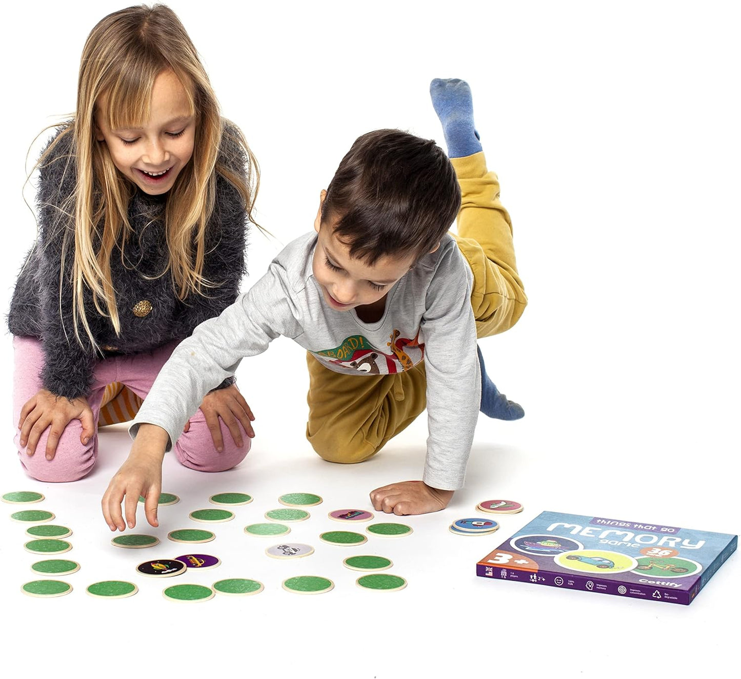 Montessori-Inspired Wooden Matching Game for Toddlers 2-4 Years - Durable, Scratch-Resistant 36 Card Set, Includes Carry Bag - Memory Game for Toddlers 2-4 Years - Cognitive Verbal Skills Development